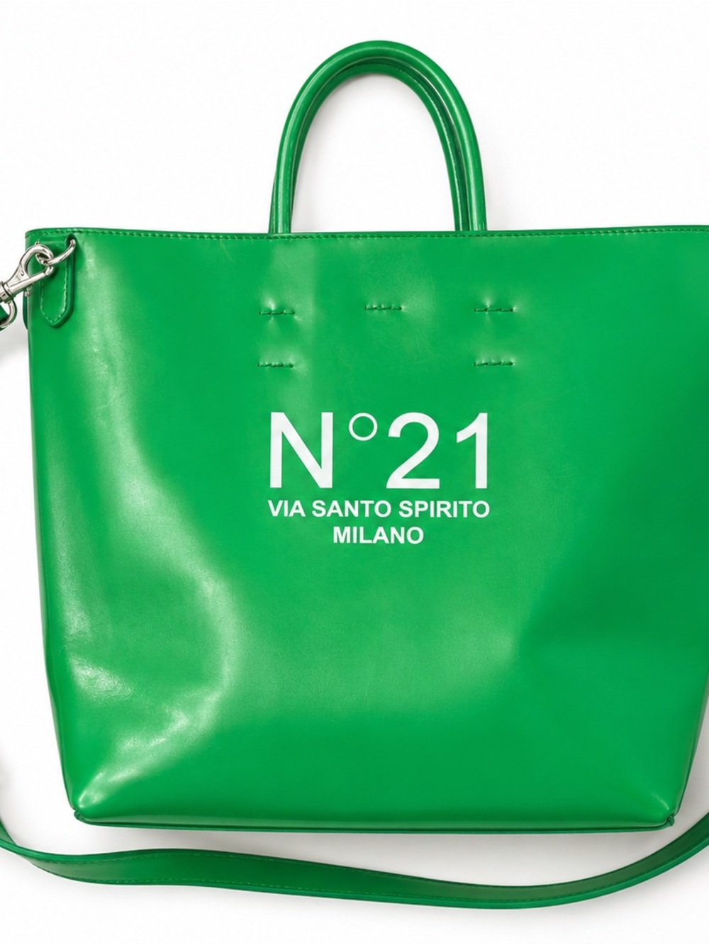 N°21 Via Santo Spirito Milano Green Patent Tote Bag